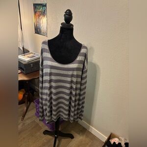 NWT Current Affair striped grey long sleeve blouse XL
